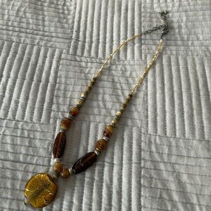 Elegant Gold and Brown Beaded Necklace